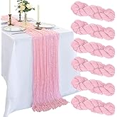 6 Pack 10FT Pink Cheesecloth Table Runner 120 Inch Long Gauze Rustic Boho Cheese Cloth Table Runner Sheer Fabric for Wedding Party Birthday Bridal Baby Shower Centerpiece Home Décor