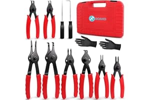 Doaho 10pcs Snap Ring Pliers Set,Internal & External Circlip Pliers for Removal and Installation of Automotive Retaining Rings With Straight/Bent Jaw,Hook and Pick - Storage Case