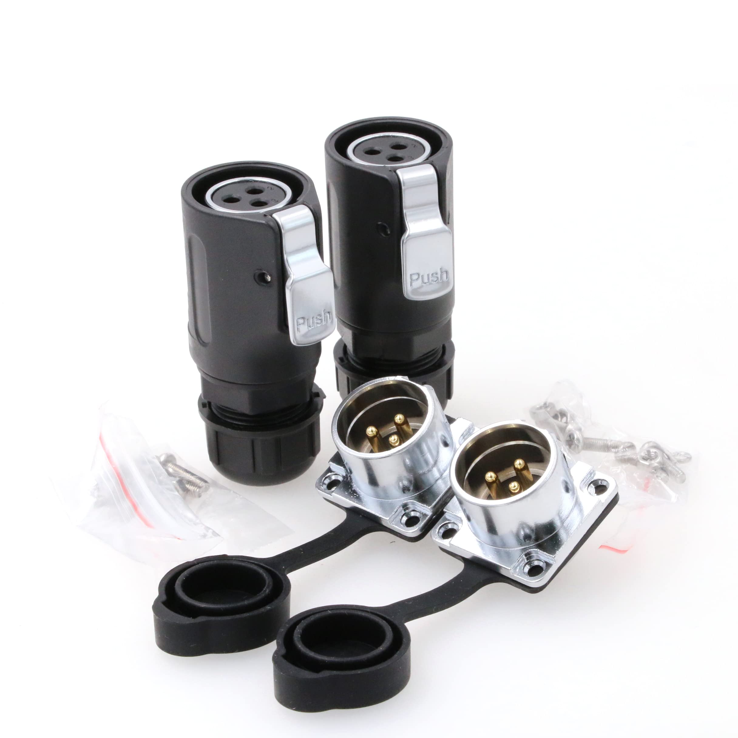 Eonvic LP20 3 Pin Aviation Connector Female Plug Male Panel Socket Waterproof Wire Connectors Industrial Solder Plug Socket Panel Mount Connector (3Pin)