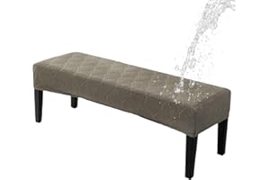 HADEEONG Dining Bench Cover Waterproof, Washable Long Bench Covers Slipcover, Stretch Rectangle Bench Seat Covers for Living Rooms, Bedroom, Kitchen, Piano Bench Cover, Taupe
