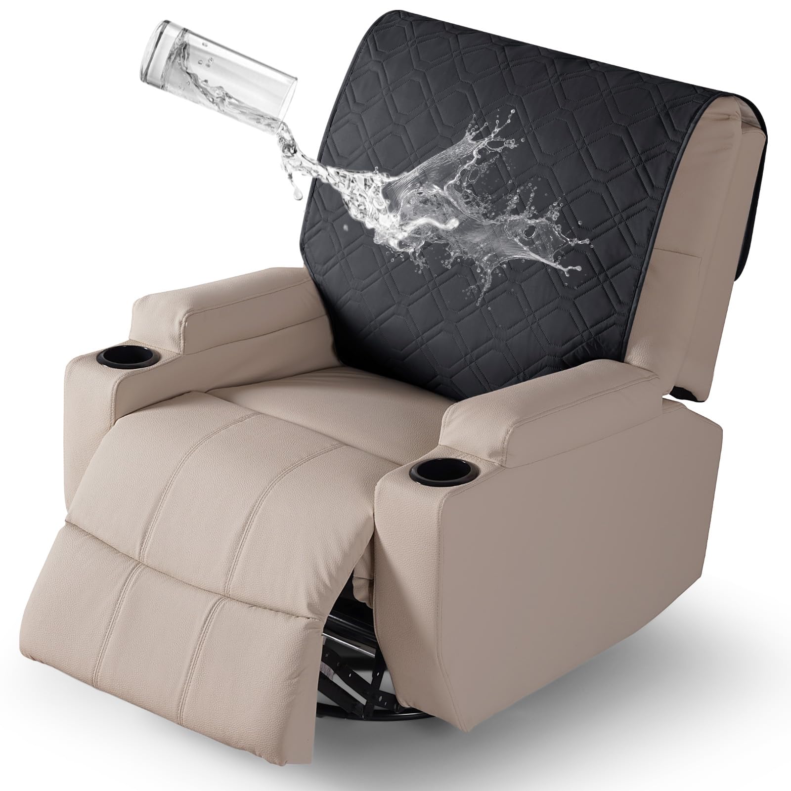 Photo 1 of VANSOFY Recliner Chair Covers 100% Waterproof Backrest Cover Reclining Cover Non-Slip Dog Chair Cover Furniture Protector Washable Slipcover Elastic Straps for Pets, Dogs(Black)