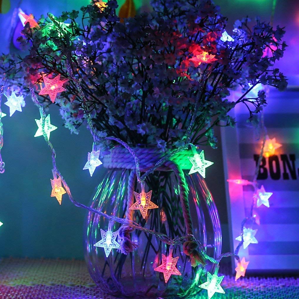 Solar String Lights Garden Multi-Coloured Festival Lights Crystal Ball Decorative Fairy Lights Waterproof Indoor Outdoor for Garden, Patio, Yard, Home, Wedding, Christmas, Parties (5M Star-C)