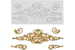 TAOXIBEI Baroque Curlicues Scroll Lace Border Silicone Molds Relief Flower Lace Filigree Polymer Clay Mold for DIY Crafts Epoxy Resin Casting Air Dry Polymer Clay Plaster Jewelry Making