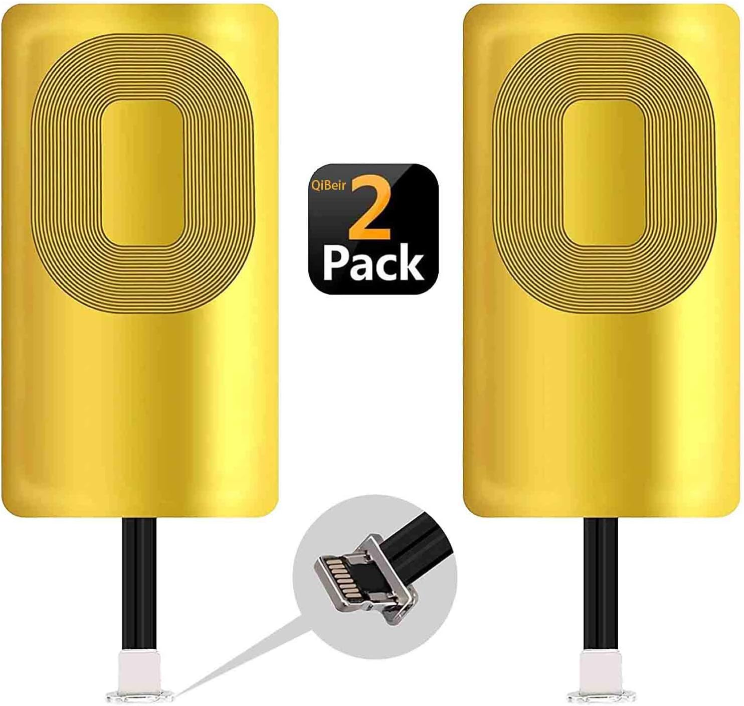 2 Pack QI Receiver Wireless Charging Receiver for iPhone 7/7 Plus/6/6 Plus/6s/6s Plus/5/5s/5c /SE Ultra-Slim iPhone Wireless Receiver 5W 1000mAh QI Charging Receiver iPhone (2PCS)