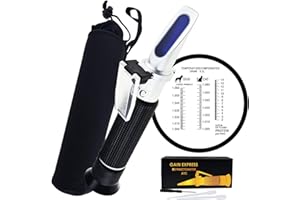 GAIN EXPRESS Clinical Refractometer with ATC, Tri-Scale Serum Plasma Protein Test 2-14g/dl Urine Specific Gravity 1.000-1.060SG, for Veterinary Vet Cat Dog Pets