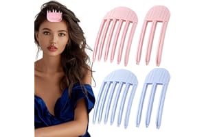 PTOSO Wind Shaping Styling Comb - Fluffy Bangs Volume Hair Comb, Quick Hair Styling Hair Volume Clips for Women and Men, No-Trace Hair Root Lifting Clips for A Natural Voluminous Look (Pink+Blue)
