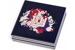 The Memory Company Officially Licensed NFL Ceramic Coaster Set - 4-Pack Square Team Logo Drink Coasters for Home, Office & Bar - Non-Slip Table Protection, Blast Team Color