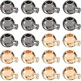 uxcell 60 Pcs Crimp Beads for Jewelry Making, 3.5mm Spacer Bead Covers, Cord End Crimp Stopper Beads for Bracelet Necklace Ends Accessories, Light Gold and Black