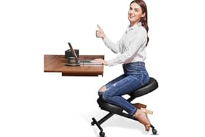 Himimi Ergonomic Kneeling Chair - Faux Leather - Thick Comfortable Moulded Foam Cushions - Brake Casters, Adjustable Stool for Home & Office