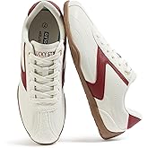 LUCKY STEP Women's Classic Retro Fashion Sneakers Casual Cow Suede Walking Shoes Thin Sole Running Trainer