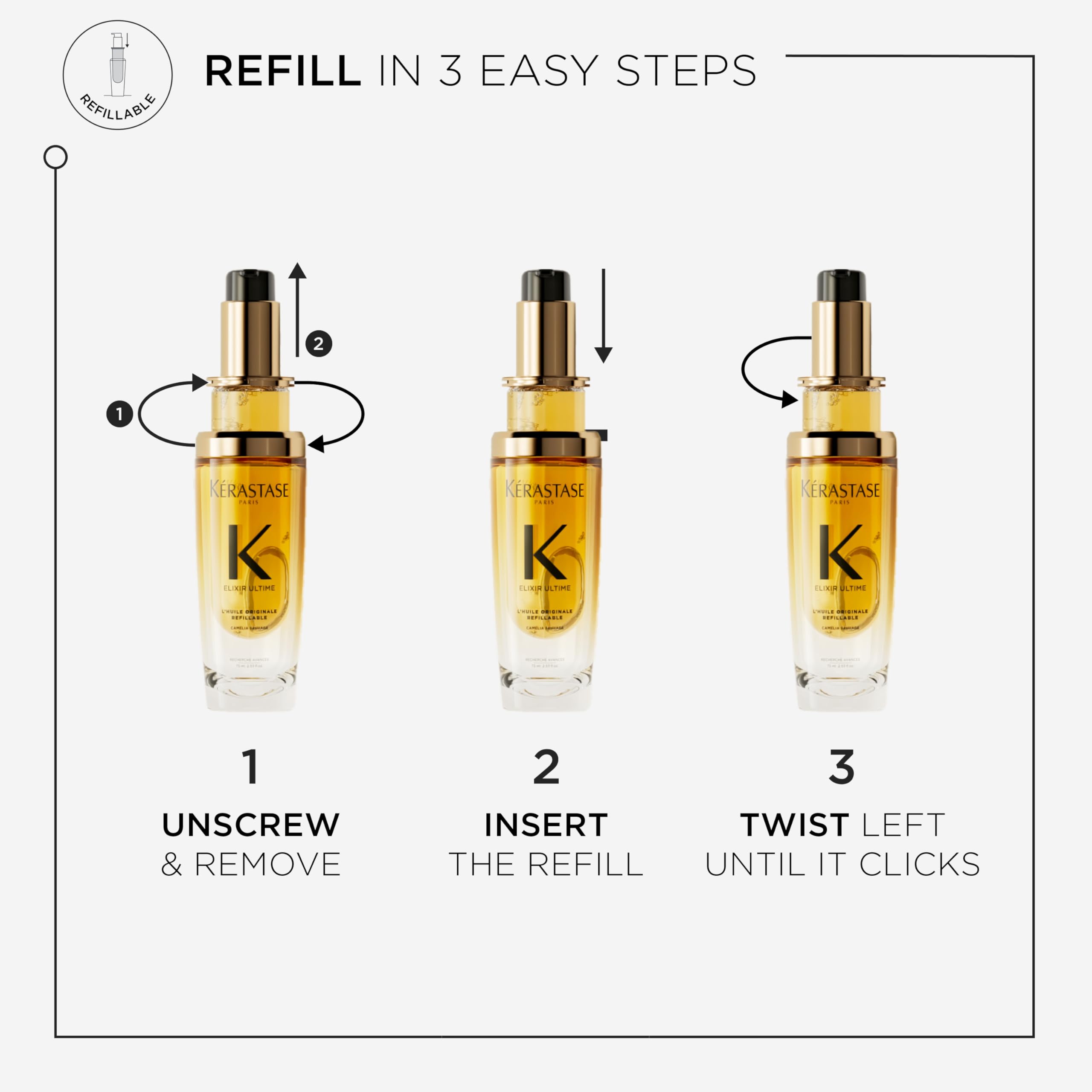 Kérastase Elixir Ultime Hair Oil, Nourishes Dull Hair, For All Hair Types, Strengthens and Protects Hair From Heat, With Argan and Camellia Oil, L'Huile Originale
