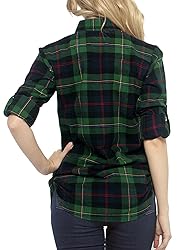 Match Womens Button Down Flannel Plaid Shirts roll
