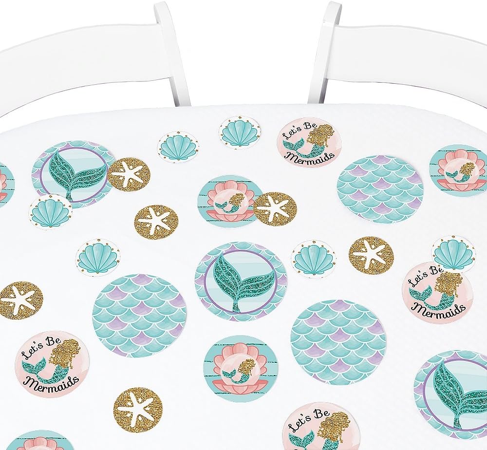 Big Dot of Happiness Let's Be Mermaids - Baby Shower or Birthday Party Giant Circle Confetti - Party Decorations - Large Confetti 27 Count