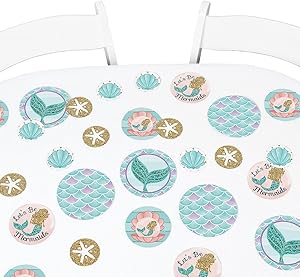 Big Dot of Happiness Let's Be Mermaids - Baby Shower or Birthday Party Giant Circle Confetti - Party Decorations - Large Confetti 27 Count