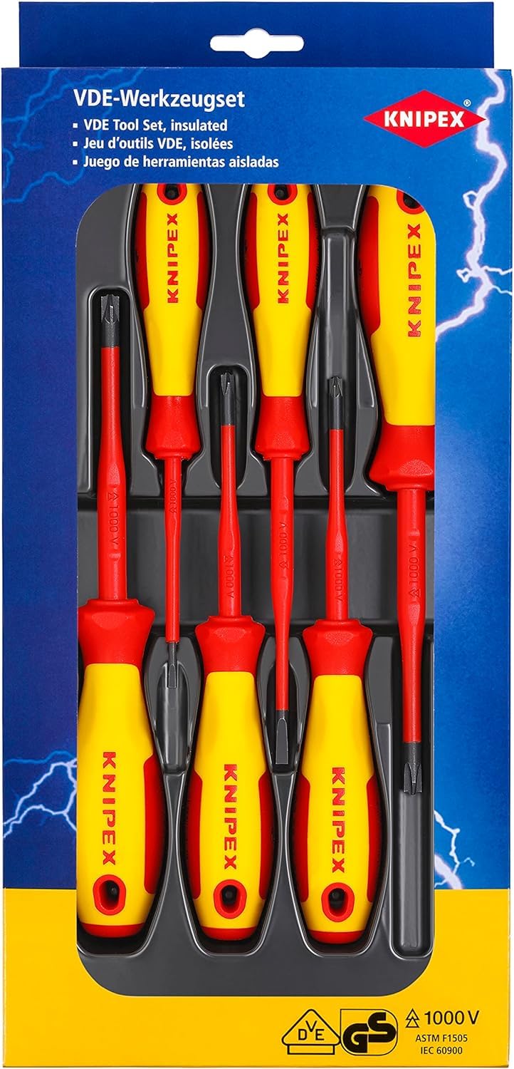 KNIPEX VDE Screwdriver Set PlusMinus/Slotted 6 Parts, 00 20 12 V05