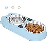 UPSKY Double Dog Cat Bowls Double Premium Stainless Steel Pet Bowls with Cute Modeling Pet Food Water Feeder