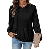 SHEWIN Hoodies for Women Casual Knit V Neck Sweaters with Pocket Womens Fall Fashion 2025