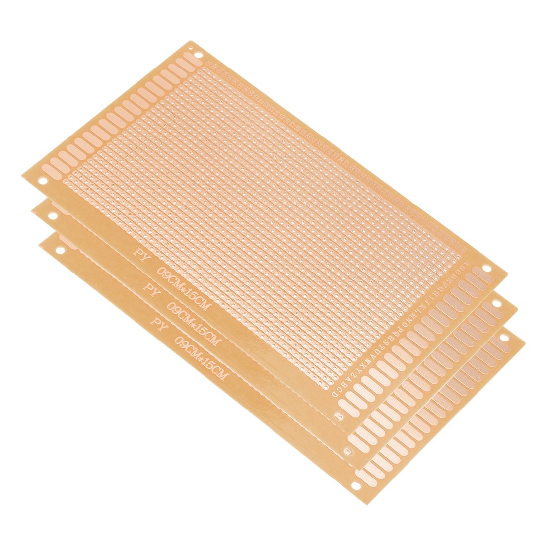 sourcing map 9x15cm Single Sided Stripboard Universal Paper Printed Circuit Board 1.2mm Thick for DIY Soldering Brown 3pcs