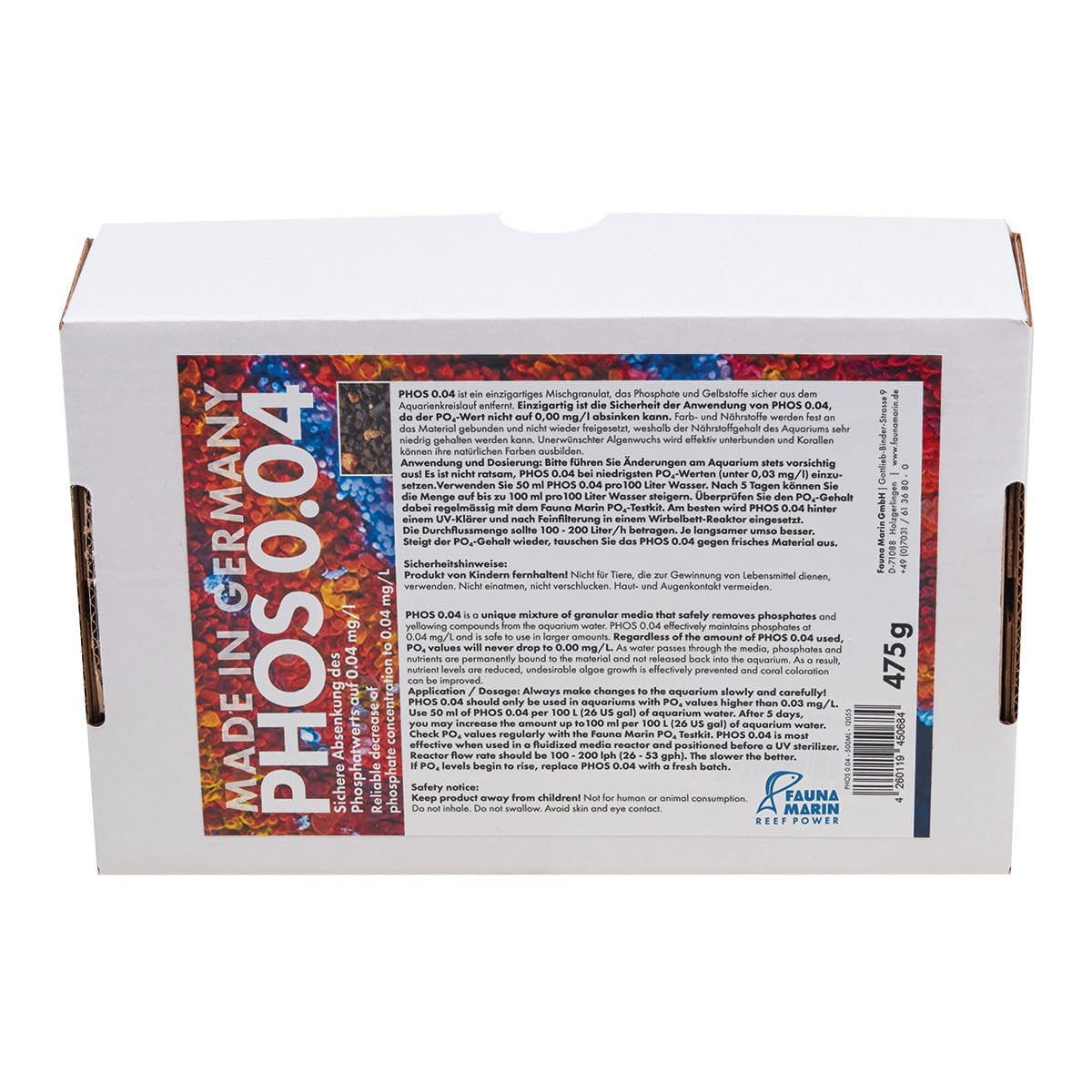 Fauna Marin Phos 0.04, 475g - Aquarium and Pond Water Treatment, Phosphate Remover