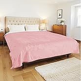YUSTAL Electric Heated Blanket Queen Size 84x90 Inch - Super Soft Flannel, 10 Heat Settings, 1-12H Automatic Shutoff, Dual Zone Controls, Machine Washable, Ideal for Couch & Sleeping (Light Pink)