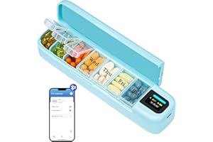 Daviky Smart Pill Organizer with Alarm, Bluetooth Daily Once a Day Pill Box 7 Day with APP, Weekly Travel Pill Case, Portable Pill Reminder for Medicines, Supplements and Vitamins(Green)
