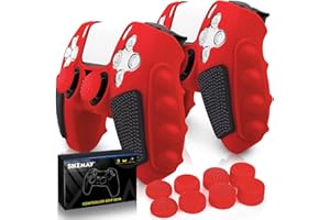 SIKEMAY Anti-Slip PS5 Controller Skin, Soft Thicken Non-Slip Studded Silicone Gel Grip Protective Cover Case for PlayStation 5 Controller Grip, 2 Pack with 8 x Thumb Grip Caps