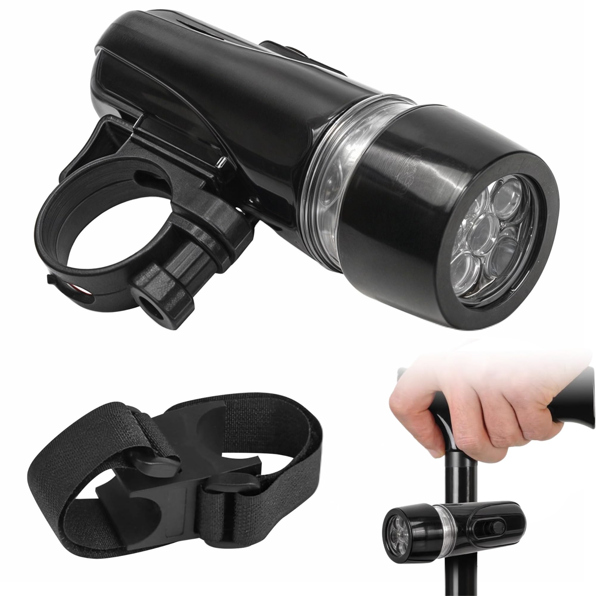 Photo 1 of Cane Light, Lights Flashlight for Walker Walking Stick Wheelchair Attachment, with 2 Types of Mount Strap Clip, LED Handle Holder, Portable Torch for Universal Safety Balancing Mobility Disability Aid