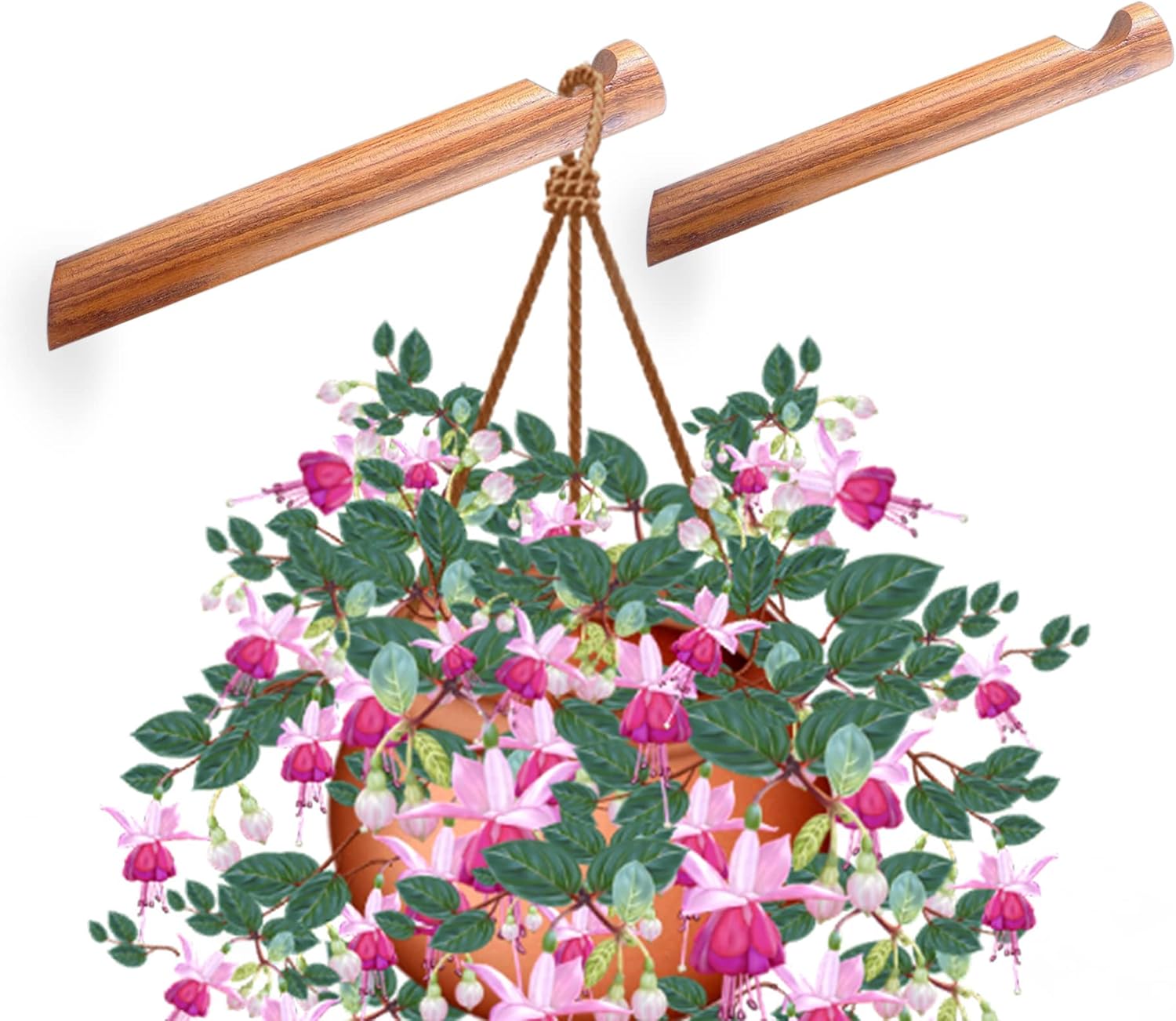 Outdoor Hanging Brackets - 2 Pack Plant Hooks for Wall Wood Plant Hanger Indoor 8-Inch Wood Hanging Planter Hanger Brackets for Hanging Lantern Flower Pot Bird Feeder Hanger Planter Hook Outdoor