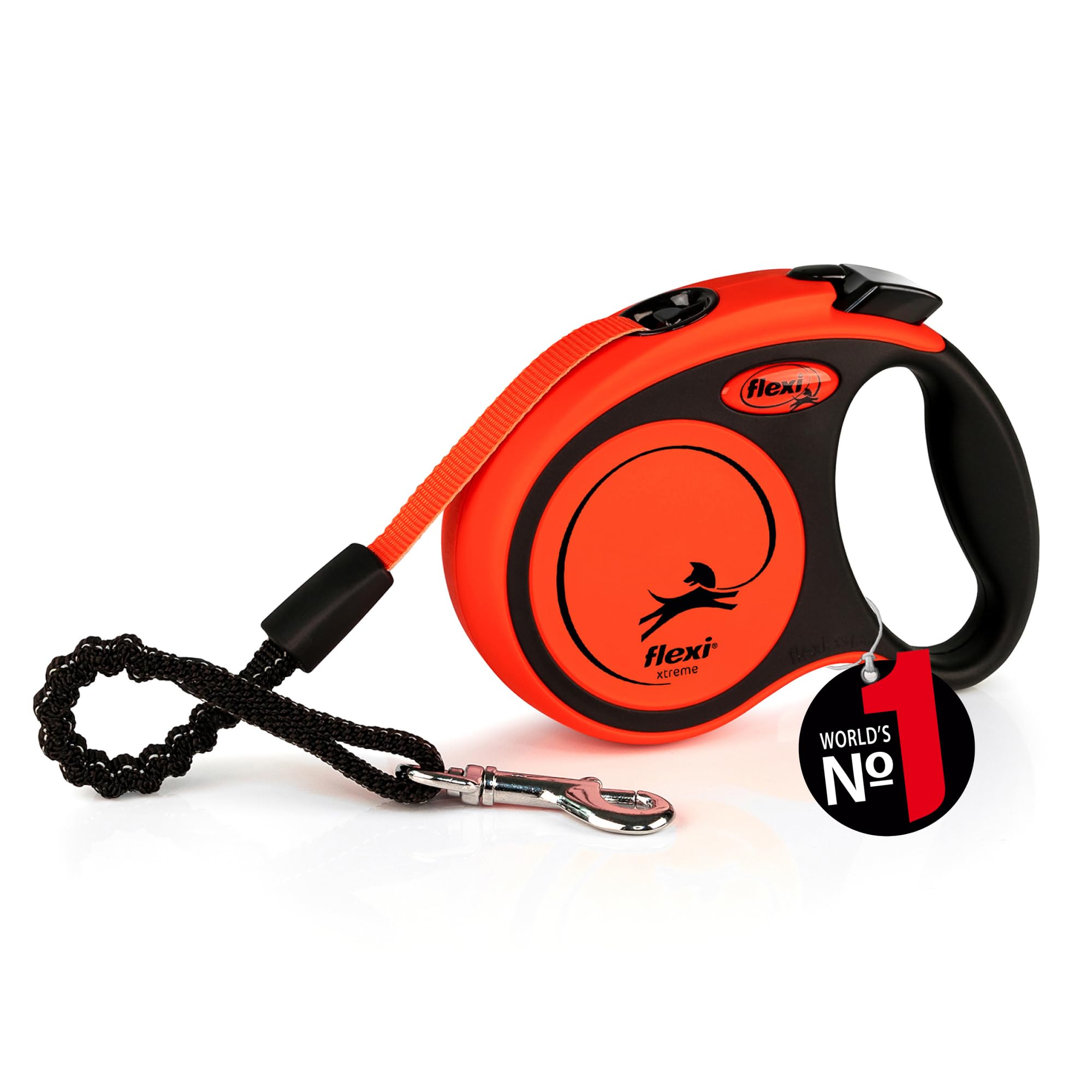 flexi Xtreme XS Tape 3 m black/orange, retractable leash for dogs up to 15 kg