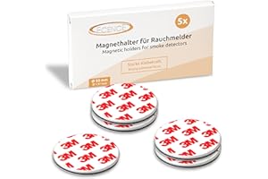 ECENCE Magnetic Smoke Detector Installation Tool 5pcs Magnetic Adhesive Pads with 3M Glue for Smoke Alarms Ø 50mm, No Drilling Or Screws, Quick and Easy Fastening