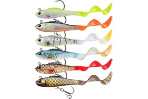 Gotour Weedless Soft Fishing Lures for Freshwater and Saltwater, Premium Pre-Rigged Jig Head Paddle Tail Swimbaits for Bass Fishing，Jigs Fishing Bait for Crappie Trout Walleye, Amazing Fishing Gifts