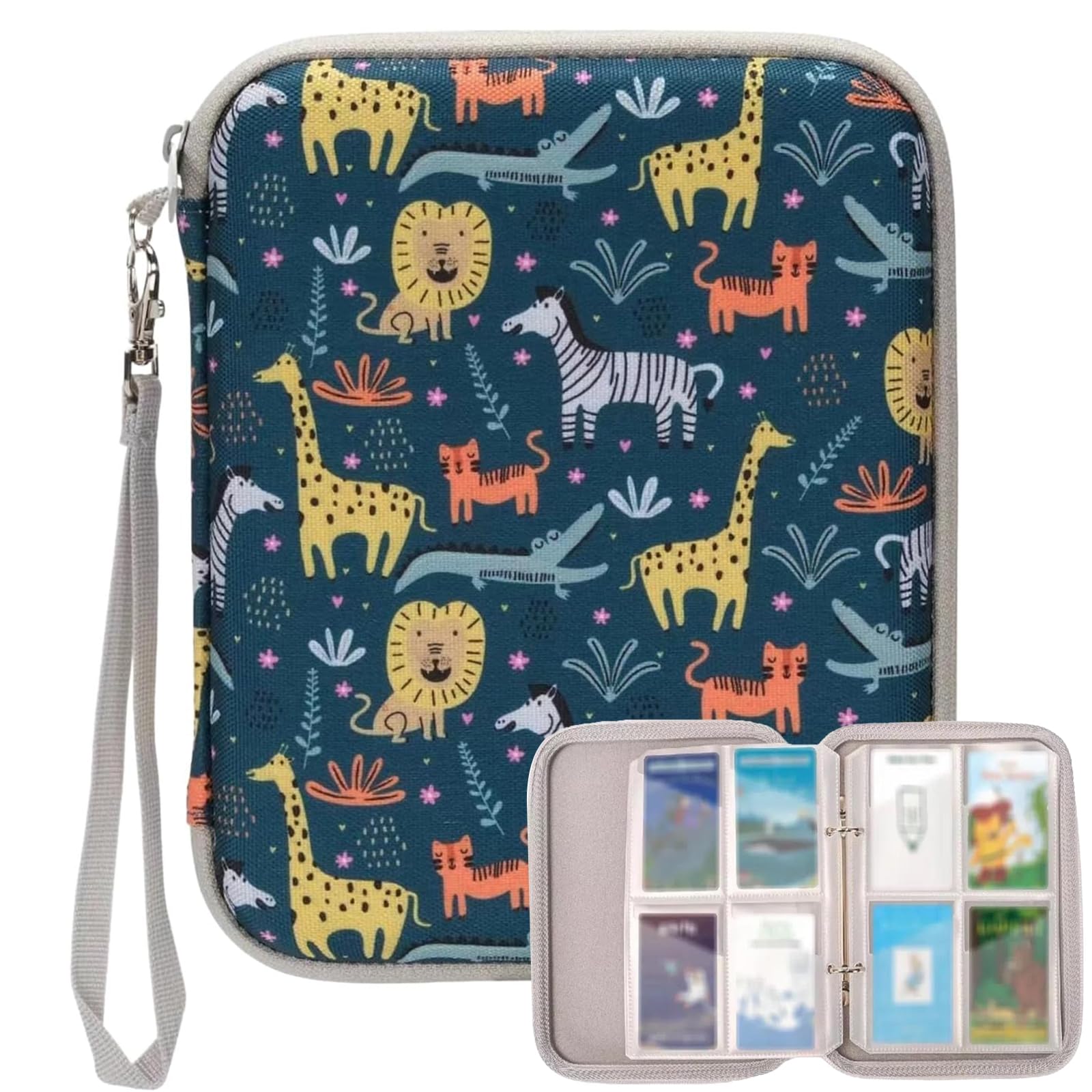 Card Binder Holder, 80 Pockets Cards Binder Folder with Zipper, Loose-leaf & Portable Card Case Card Holder Fit with 2.3 * 3.4 Inch Yoto Cards,MTG,Disney cards,Yu-Gi-Oh,Football & Sports Cards (Blue)