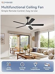 ZMISHIBO 52" Ceiling Fans with Lights, Black Modern