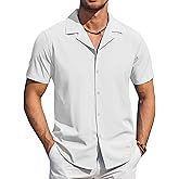 COOFANDY Mens Short Sleeve Shirts Casual Button Down Shirts Cuban Textured Summer Beach Shirts