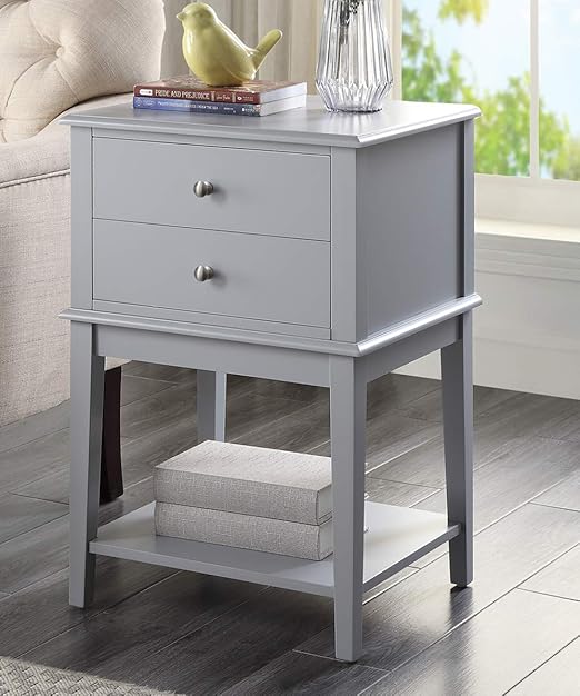 Amazon Com Conifferism Nightstand End Table With Drawer And Storage Shelf Grey Kitchen Dining
