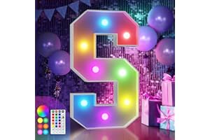 imprsv 3FT Colorful Marquee Light Up Letters S, 18 Colors Light Up Letters Alphabet Sign with Remote, One Letters First Birthday, Large Letters for Birthday Engagement Anniversary Wedding Party Decor