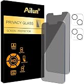 Ailun Privacy Screen Protector+Camera Lens Protector for iPhone 13 Mini | 2+2 Pack, 5.4 inch, Tempered Glass Film, Anti Spy Private, HD