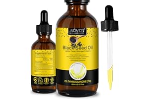 DLOMFVFQ Black Seed Oil, 60ML Organic Cold Pressed Unrefined Black Seed Oil, Pure Natural Black Seed Oil for Hair Growth, Strengthen Immunity, Digestive Health and Brain Support, Glass Bottle, 2.02 oz