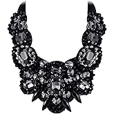 Flyonce Rhinestone Crystal Bib Chunky Collar Statement Necklace for Women Costume Jewelry