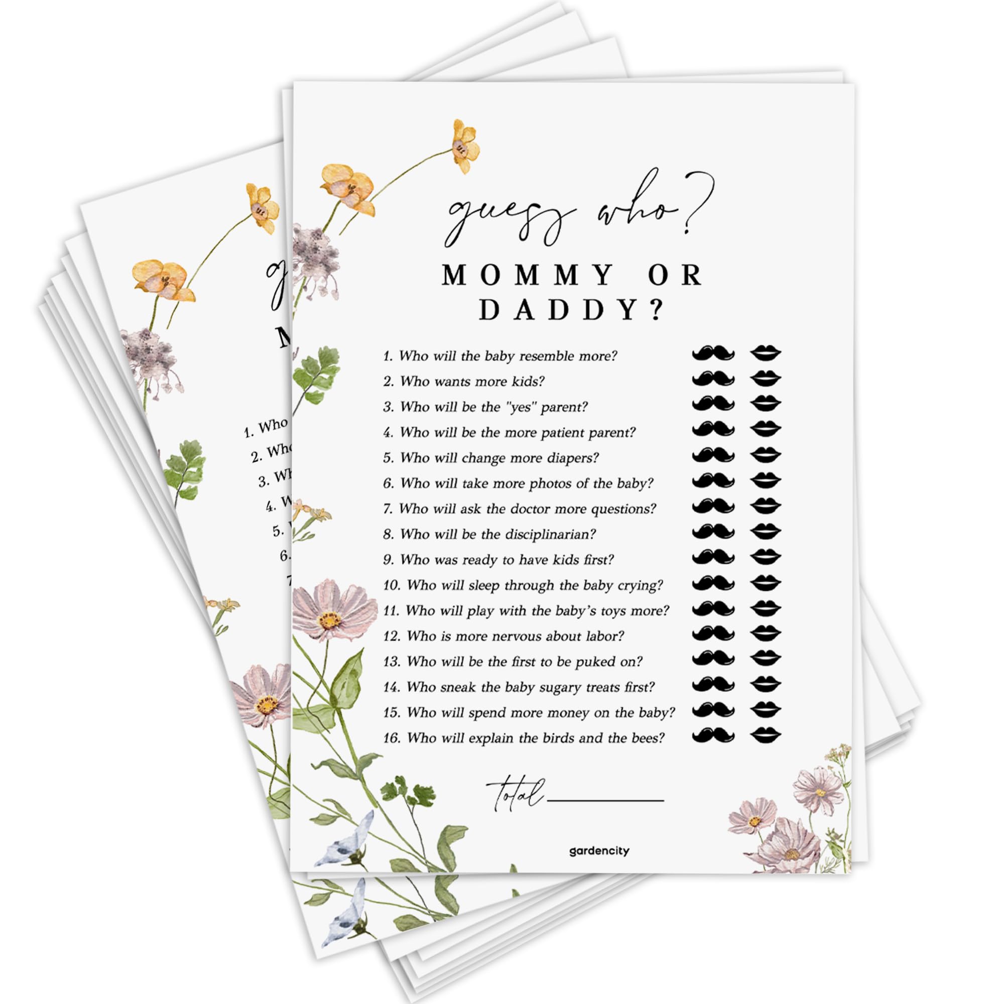 Photo 1 of *Factory Sealed*
Guess Who Mommy or Daddy Baby Shower Game, Fun Baby Shower Games for Boy or Girl, Gender Neutral, 50 Pack, Wildflower