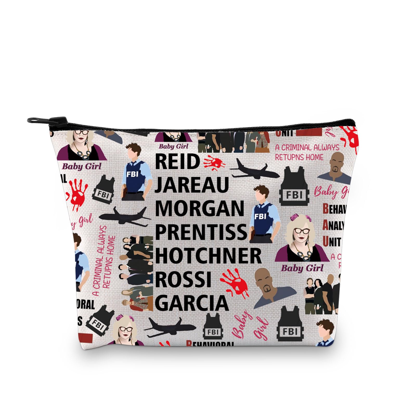 LEVLO Criminal M TV Show Makeup Bag FBI Gift Criminal M Lover Gift Criminal M Ideas Gift Cosmetic Pocket Zipper Bag (.Rossi Garcia 2UK)