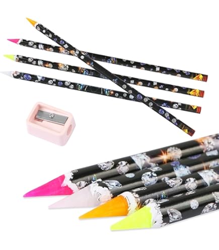 Lot De 4 Outils Applicateurs Strass Auto-adhésifs - Crayons De Cire Avec Taille-crayon, Pour Nail Art, Diamant Painting, Déco