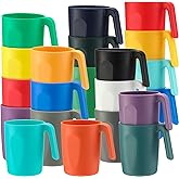 Baderke 24 Pack Reusable 16 oz Plastic Cups with Handles Drinking Mugs, Dishwasher & Microwave Safe, Unbreakable Coffee Mugs for Home, Office, Camping(14 Vibrant Colours)