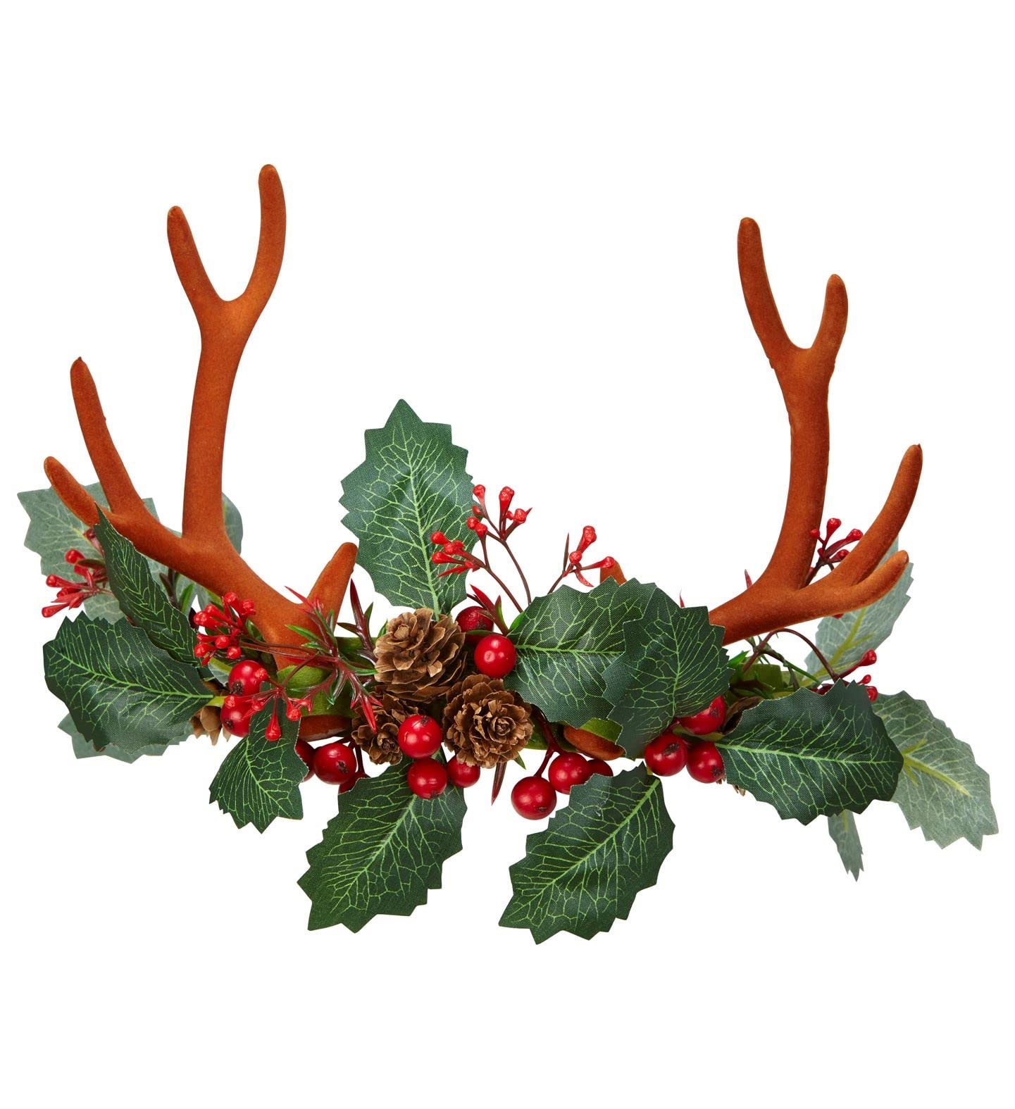 Widmann 68569 68569 Headwear Reindeer Headpiece with Antlers, Leaves and Cones, Deer, Christmas, Carnival, Themed Party, Unisex - Adult, Multi-Colour, One Size
