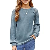 blibean Tween Girls Fall Shirts Long Sleeve Lace Tops Size 6-15 Years