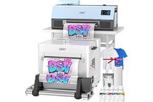 DSV A3 Plus XP600 DTF Printer with Shaker,2X Printing Speed Compared to L1800,4.5” LED Multi-Function Touch Screen,Built-in W