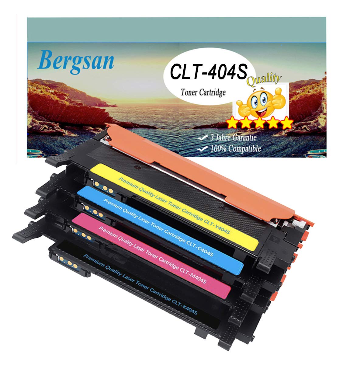 Bergsan Toner Compatible with Samsung CLT-P404C for Samsung Xpress C430 C430W C480 C480W C480FN C480FW Xpress SL-C430 SL-C430W SL-C480 SL-C480W SL-C480FN SL-C480FW