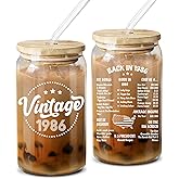 NewEleven 40th Birthday Gifts For Women, Her - 40th Birthday Decorations For Women - 40 Year Old Gifts For Her, Mom, Wife, Sister, Friends - 16 Oz Coffee Glass