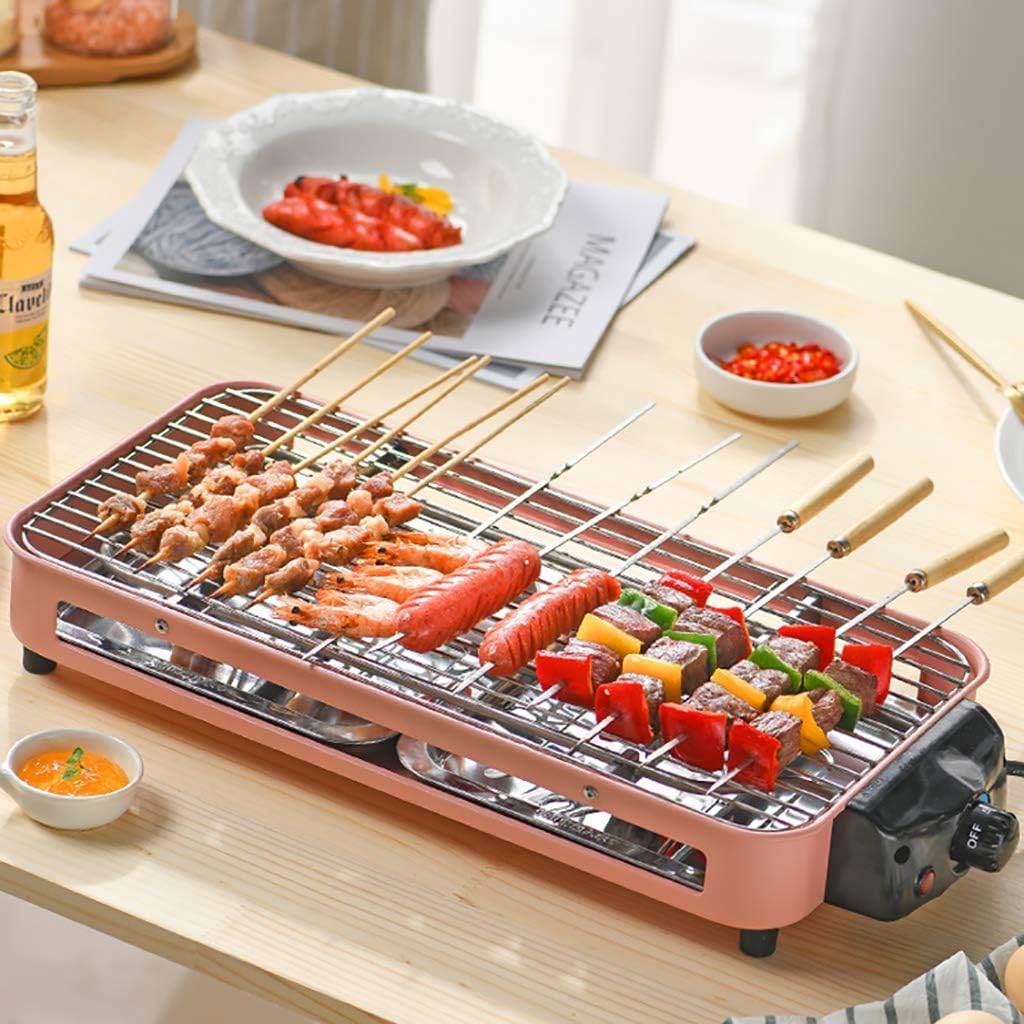 review Indoor Electric BBQ, Adjustable Temperature Knob, Removable Water Tray, Electric Smokeless Grill