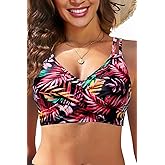 Women Underwire Bikini Top Only - Push Up Bathing Suit Top Twist Front Swimsuit